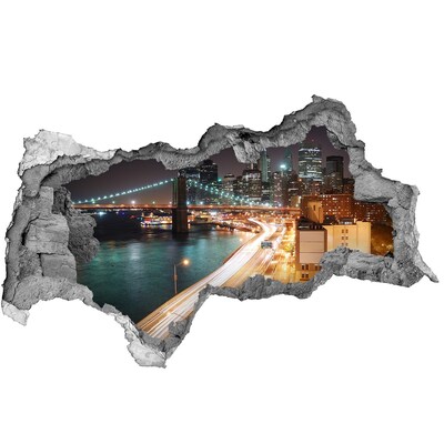 Sticker trou dans le mur Vue de New York la nuit