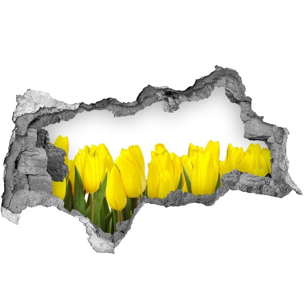 Autocollant à effet 3d trou Des tulipes dans un trou dans le mur