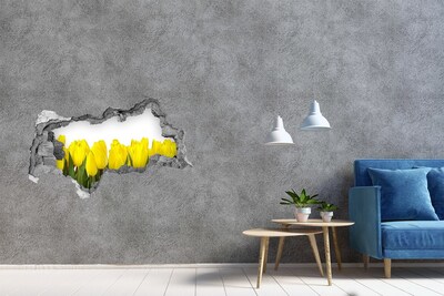 Autocollant à effet 3d trou Des tulipes dans un trou dans le mur