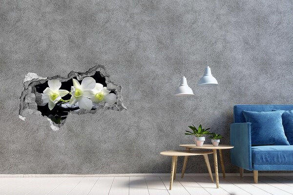 Sticker trou dans le mur Fleurs et pierres dans un style zen