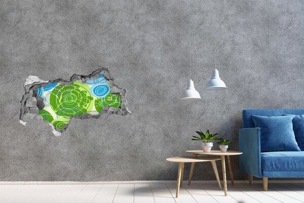 Autocollant mural trou Motifs verts et bleus