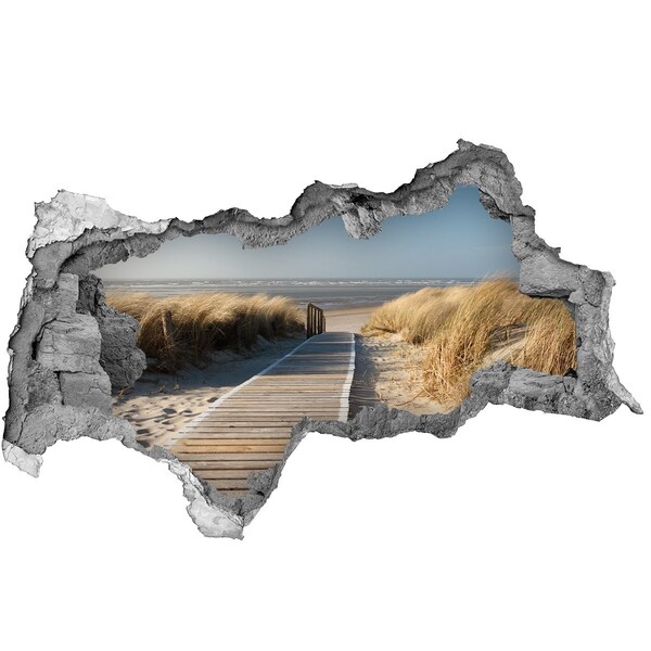 Autocollant à effet 3d trou Panneau indicateur vers la plage