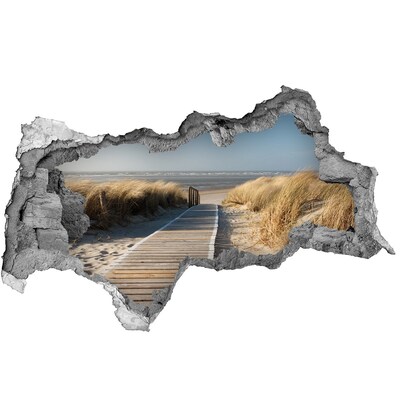 Autocollant à effet 3d trou Panneau indicateur vers la plage