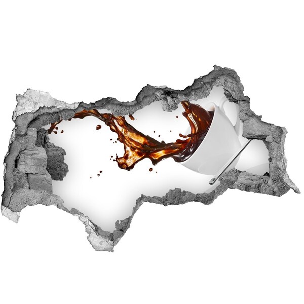 Sticker trou dans le mur Du café qui se répand à travers un trou dans le mur