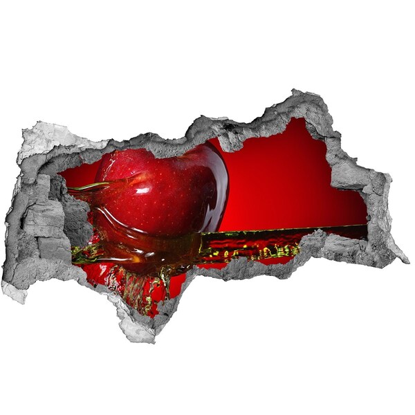 Autocollant mural trou Pomme rouge dans du béton