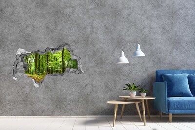 Autocollant mural trou Forêt verte sous les rayons du soleil