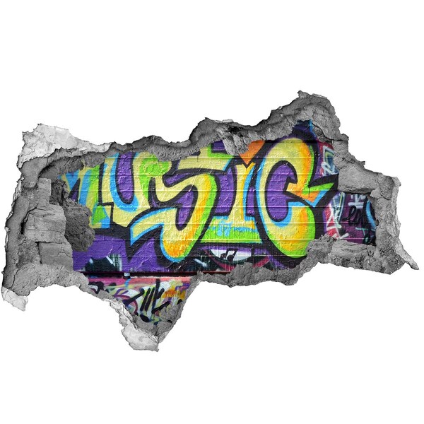 Sticker trou dans le mur Graffiti sur un mur endommagé