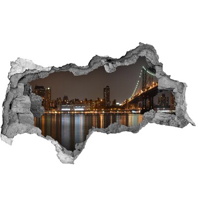 Sticker mural effet trou 3d Vue de New York la nuit