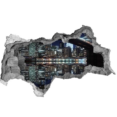 Sticker mural effet trou 3d Panorama nocturne de la ville