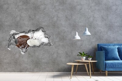 Autocollant à effet 3d trou Noix de coco dans un ruisseau d'eau