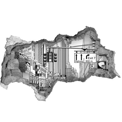 Sticker trou dans le mur Rues de New York