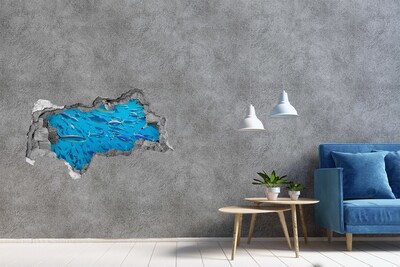 Sticker mural effet trou 3d Le monde sous-marin des poissons