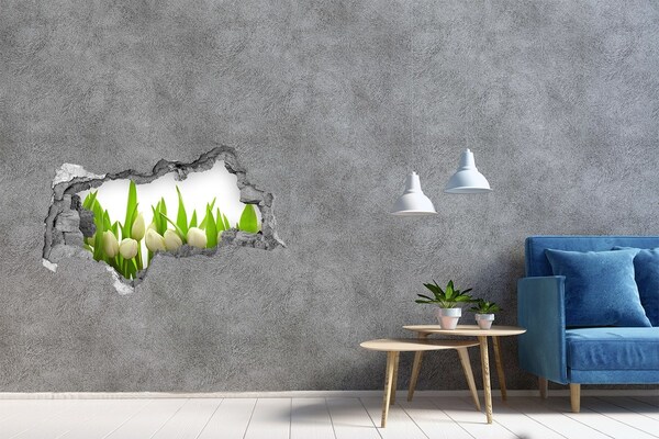 Sticker mural effet trou 3d Fleurs dans le jardin