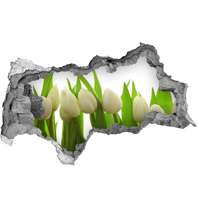 Autocollant à effet 3d trou Tulipes blanches béton