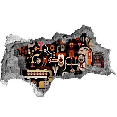 Autocollant mural trou Le monde futuriste des robots