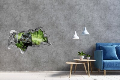 Sticker trou dans le mur Aventure hors-piste en forêt