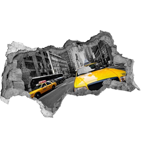 Autocollant à effet 3d trou Les taxis new-yorkais en action
