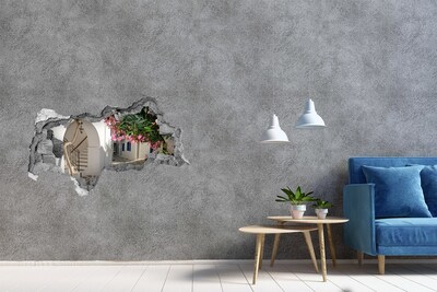 Sticker mural effet trou 3d Une rue charmante en Grèce