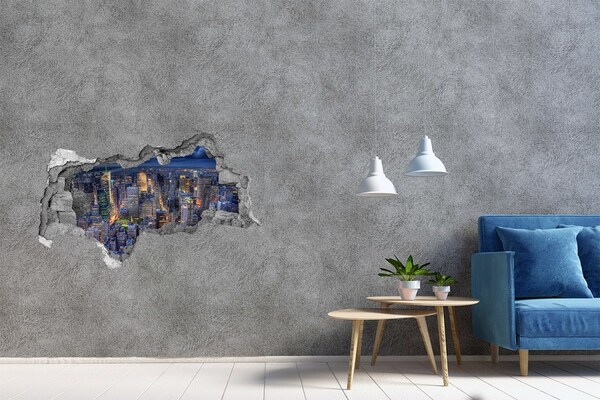 Sticker mural effet trou 3d La silhouette de New York la nuit