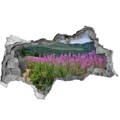 Sticker trou dans le mur Paysage floral dans les montagnes
