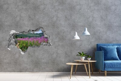 Sticker trou dans le mur Paysage floral dans les montagnes