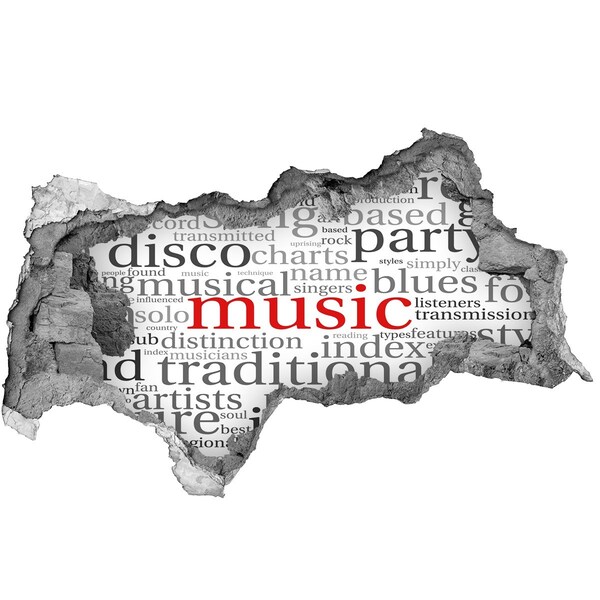 Sticker mural effet trou 3d Trou musical dans le mur