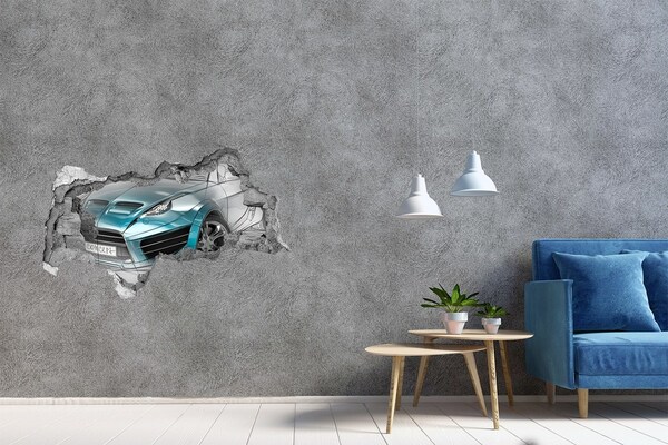 Autocollant mural trou Voiture de sport dans un trou dans le mur