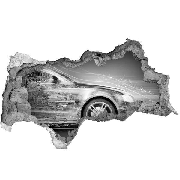 Sticker trou dans le mur Voiture en excès de vitesse béton