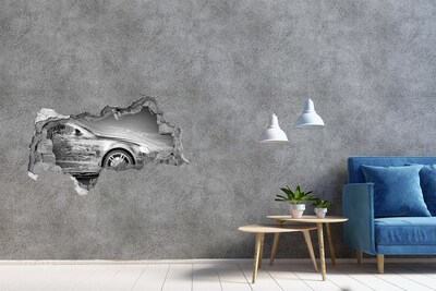 Sticker trou dans le mur Voiture en excès de vitesse béton