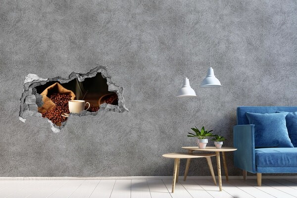 Autocollant à effet 3d trou Du café au cœur des grains