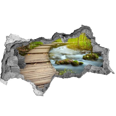 Autocollant à effet 3d trou Un ruisseau dans la forêt