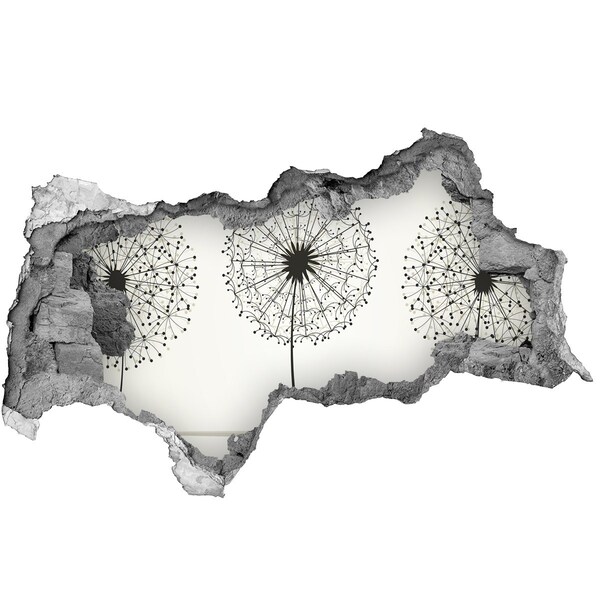 Sticker mural effet trou 3d Des pissenlits contre le mur