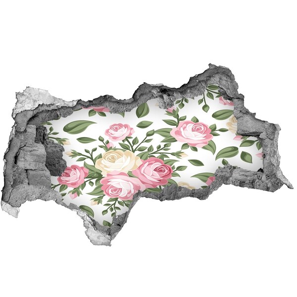 Sticker mural effet trou 3d Jardin fleuri « Trou dans le mur »