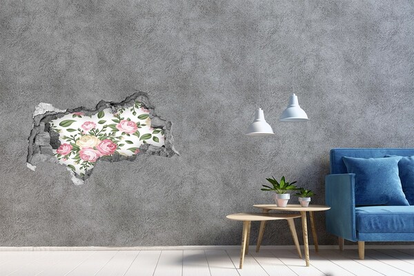 Sticker mural effet trou 3d Jardin fleuri « Trou dans le mur »