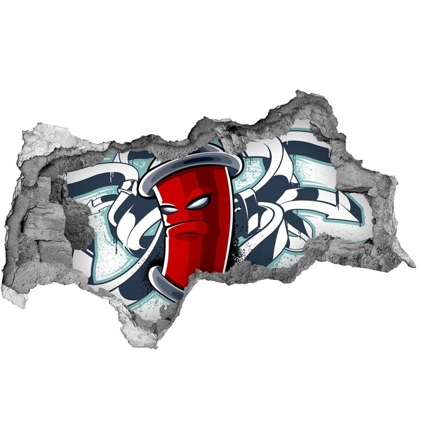 Sticker trou dans le mur Mug rouge avec graffiti