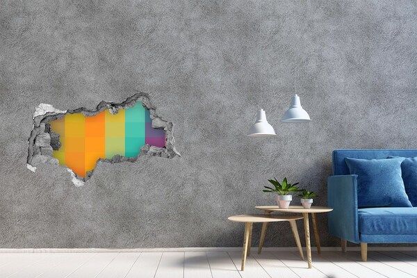 Sticker mural effet trou 3d trou coloré dans le mur