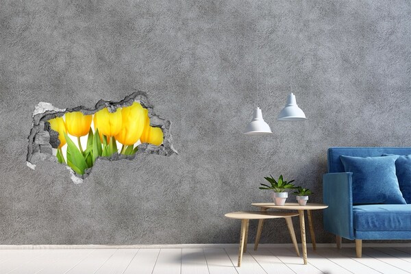 Autocollant mural trou Des tulipes dans un trou dans le mur