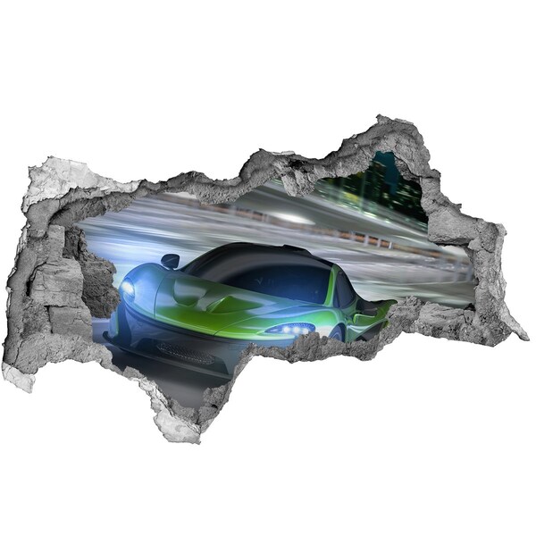 Autocollant à effet 3d trou Voiture de sport en action