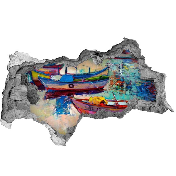 Autocollant à effet 3d trou Des bateaux pittoresques sur l'eau