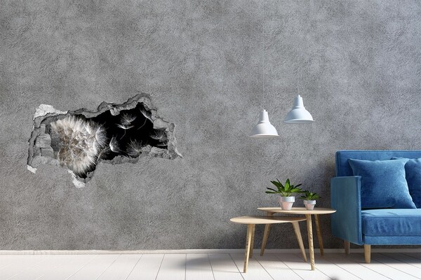 Sticker mural effet trou 3d Pissenlits dans l'espace noir