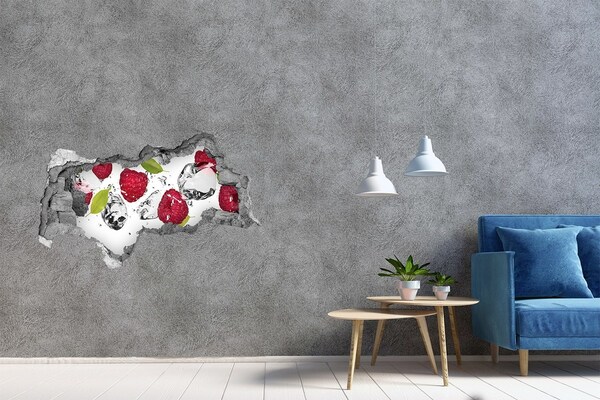 Sticker mural effet trou 3d Paradis de fruits avec de la glace