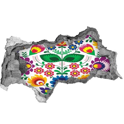 Autocollant à effet 3d trou Motif floral sur fond béton