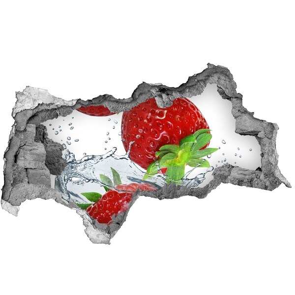 Autocollant mural trou Des fraises juteuses dans une explosion d'eau