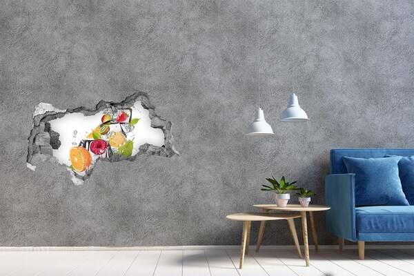 Sticker mural effet trou 3d Cocktail de fruits sur glace