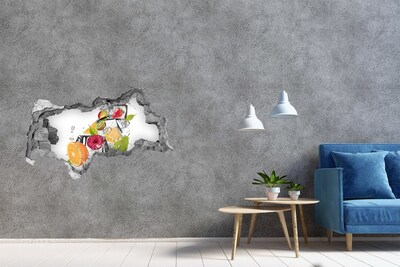 Sticker mural effet trou 3d Cocktail de fruits sur glace