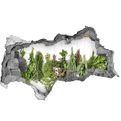 Autocollant à effet 3d trou Jardin d'herbes aromatiques caché dans un mur