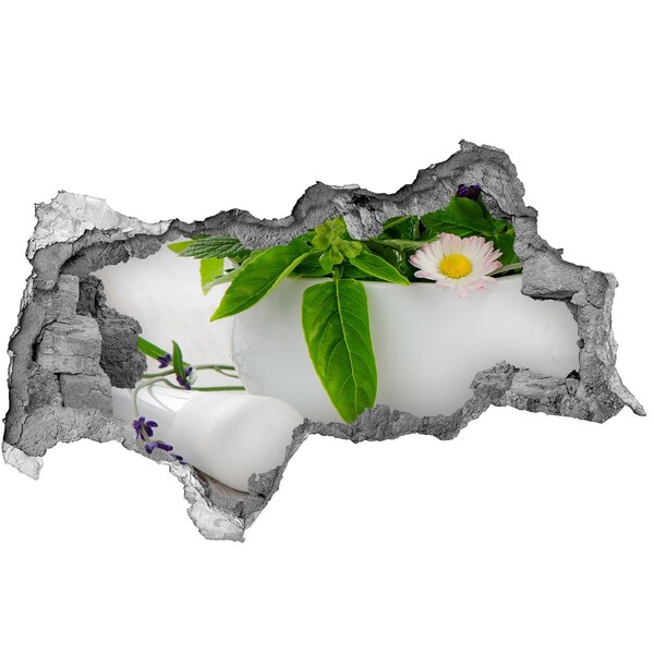 Autocollant mural trou Végétation verte dans le mur endommagé