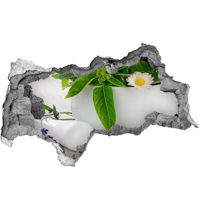 Autocollant mural trou Végétation verte dans le mur endommagé