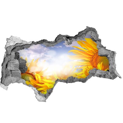 Sticker mural effet trou 3d Tournesols au soleil