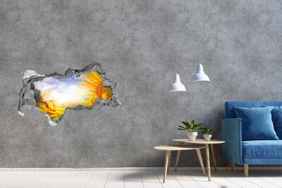 Sticker mural effet trou 3d Tournesols au soleil